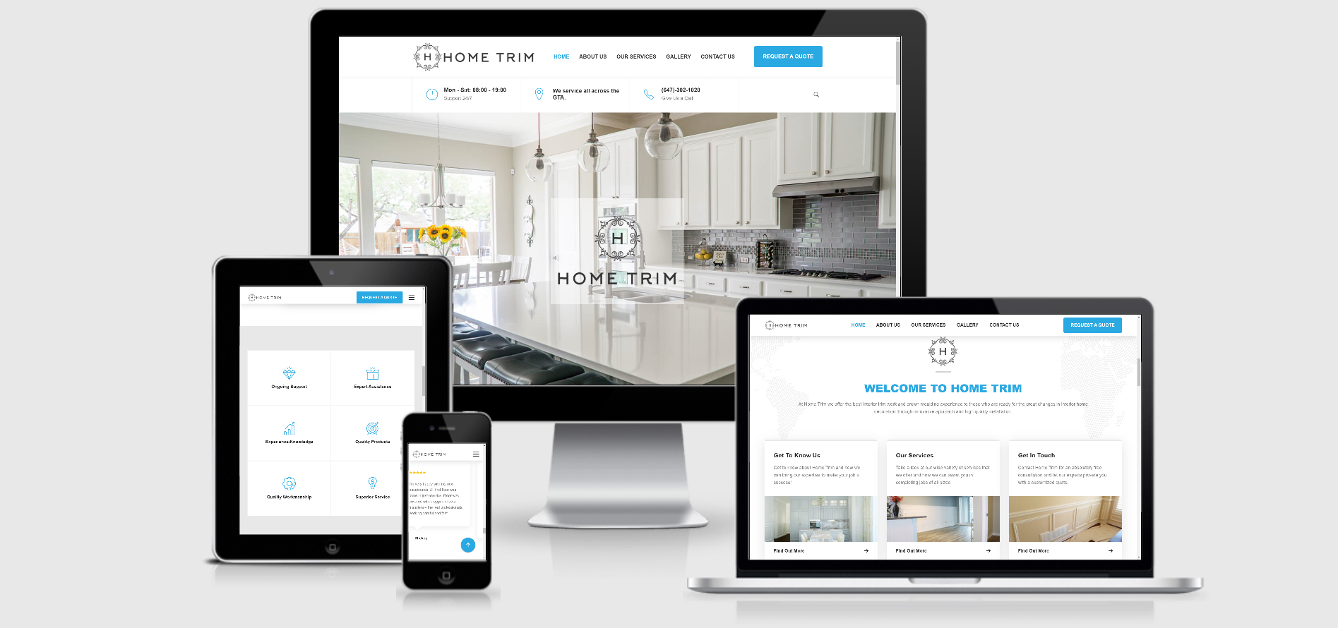 Premium home renovation and contracting platform website mockup