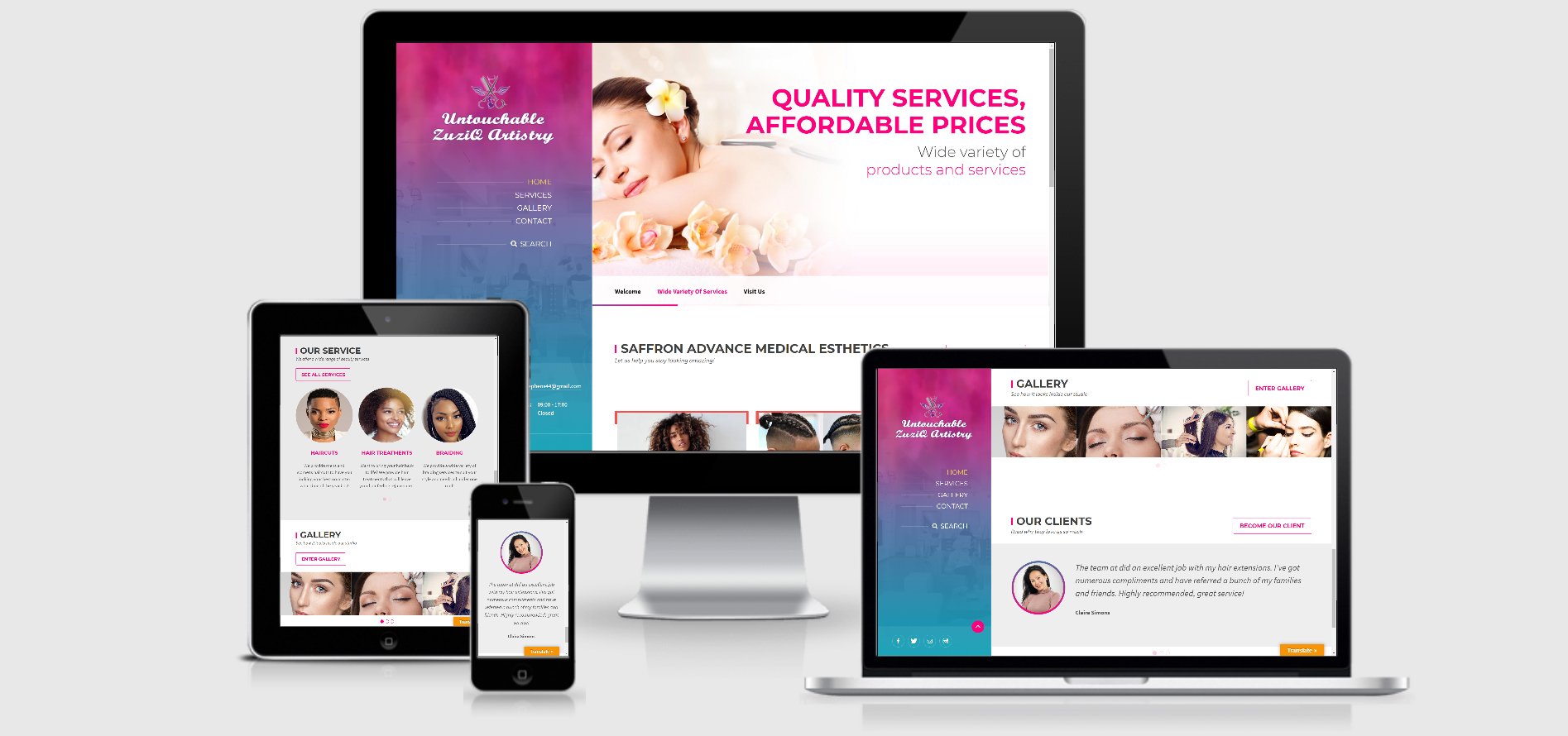 Luxury boutique retail and lifestyle brand website