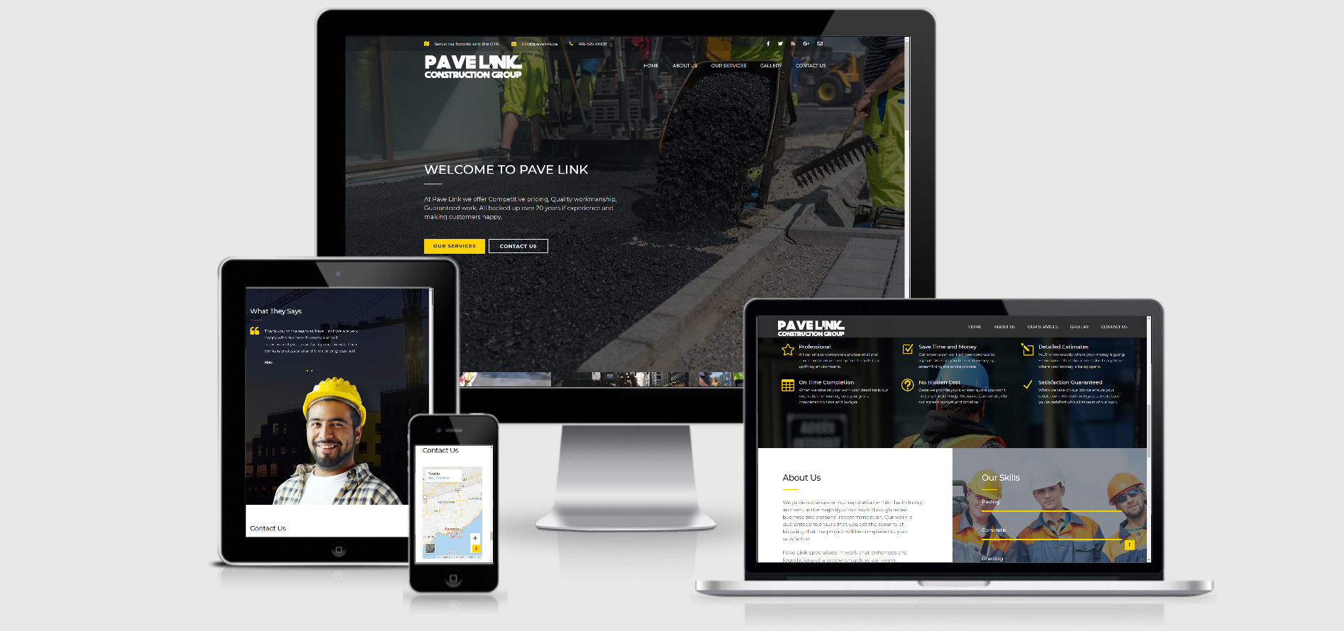 Multi-page corporate website with sticky navigation architecture